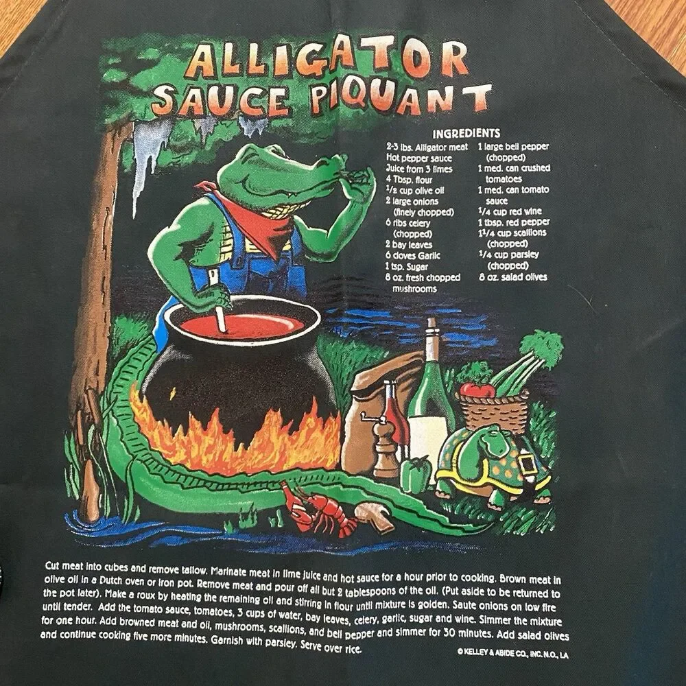 New Orleans Louisiana Apron Alligator Sauce Piquant Recipe Green Cajun Picante